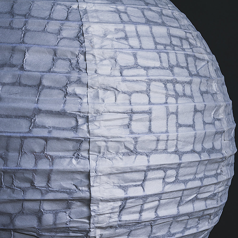BULK PACK (3) 12&quot; Modern Stone Japanese Kozo Unryu Fibrous Paper Lantern Shade, Hanging Decoration - PaperLanternStore.com - Paper Lanterns, Decor, Party Lights &amp; More