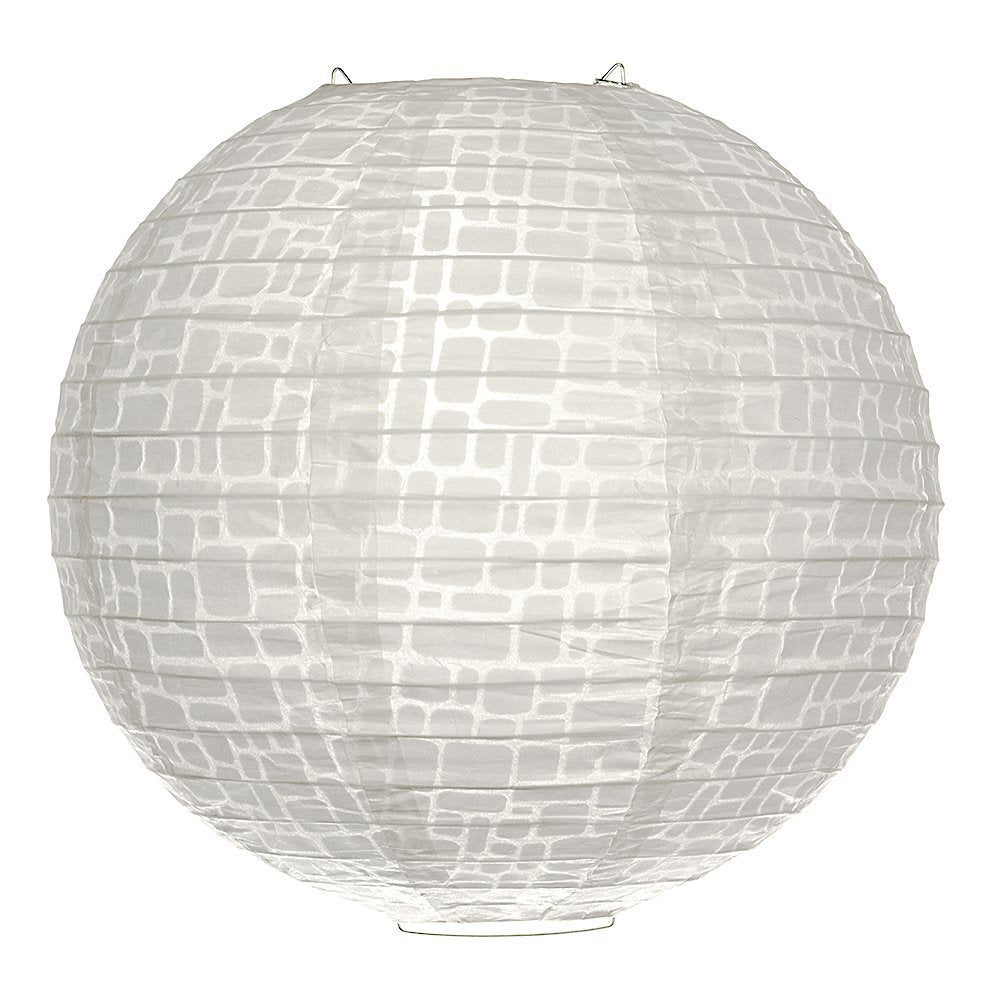 12&quot; Modern Stone Japanese Kozo Unryu Fibrous Paper Lantern Shade, Hanging Decoration - PaperLanternStore.com - Paper Lanterns, Decor, Party Lights &amp; More