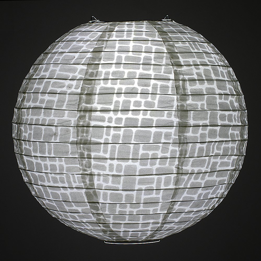 12&quot; Modern Stone Japanese Kozo Unryu Fibrous Paper Lantern Shade, Hanging Decoration - PaperLanternStore.com - Paper Lanterns, Decor, Party Lights &amp; More