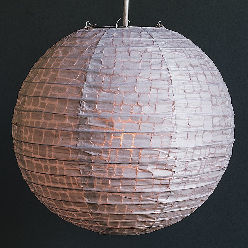 12&quot; Modern Stone Japanese Kozo Unryu Fibrous Paper Lantern Shade, Hanging Decoration - PaperLanternStore.com - Paper Lanterns, Decor, Party Lights &amp; More