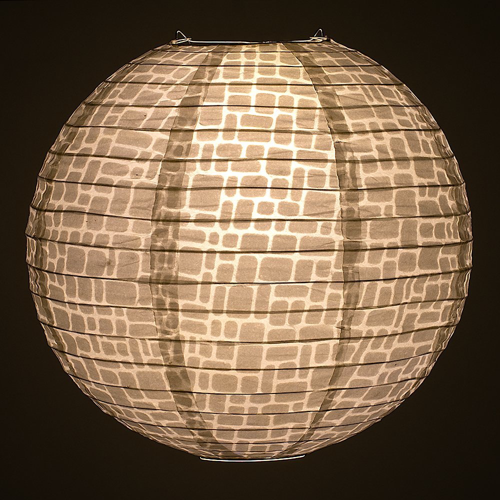 12&quot; Modern Stone Japanese Kozo Unryu Fibrous Paper Lantern Shade, Hanging Decoration - PaperLanternStore.com - Paper Lanterns, Decor, Party Lights &amp; More