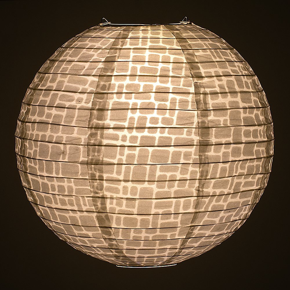 12" Modern Stone Japanese Kozo Unryu Fibrous Paper Lantern Shade, Hanging Decoration - PaperLanternStore.com - Paper Lanterns, Decor, Party Lights & More