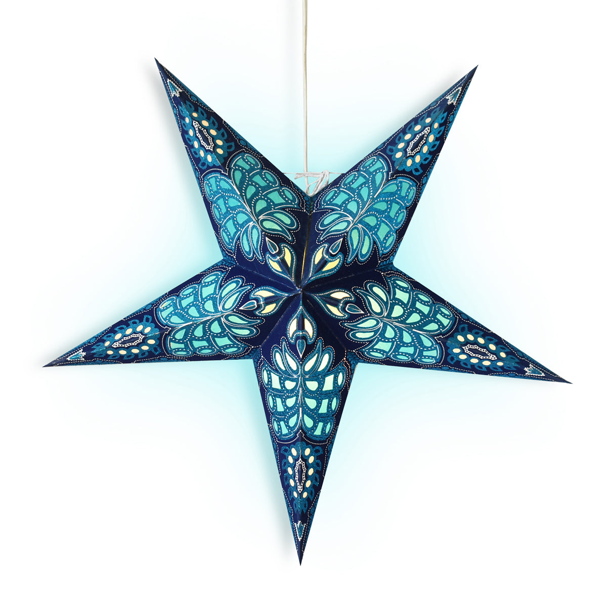 24" Blue Monarch Glitter Paper Star Lantern, Hanging Wedding & Party Decoration - PaperLanternStore.com - Paper Lanterns, Decor, Party Lights & More