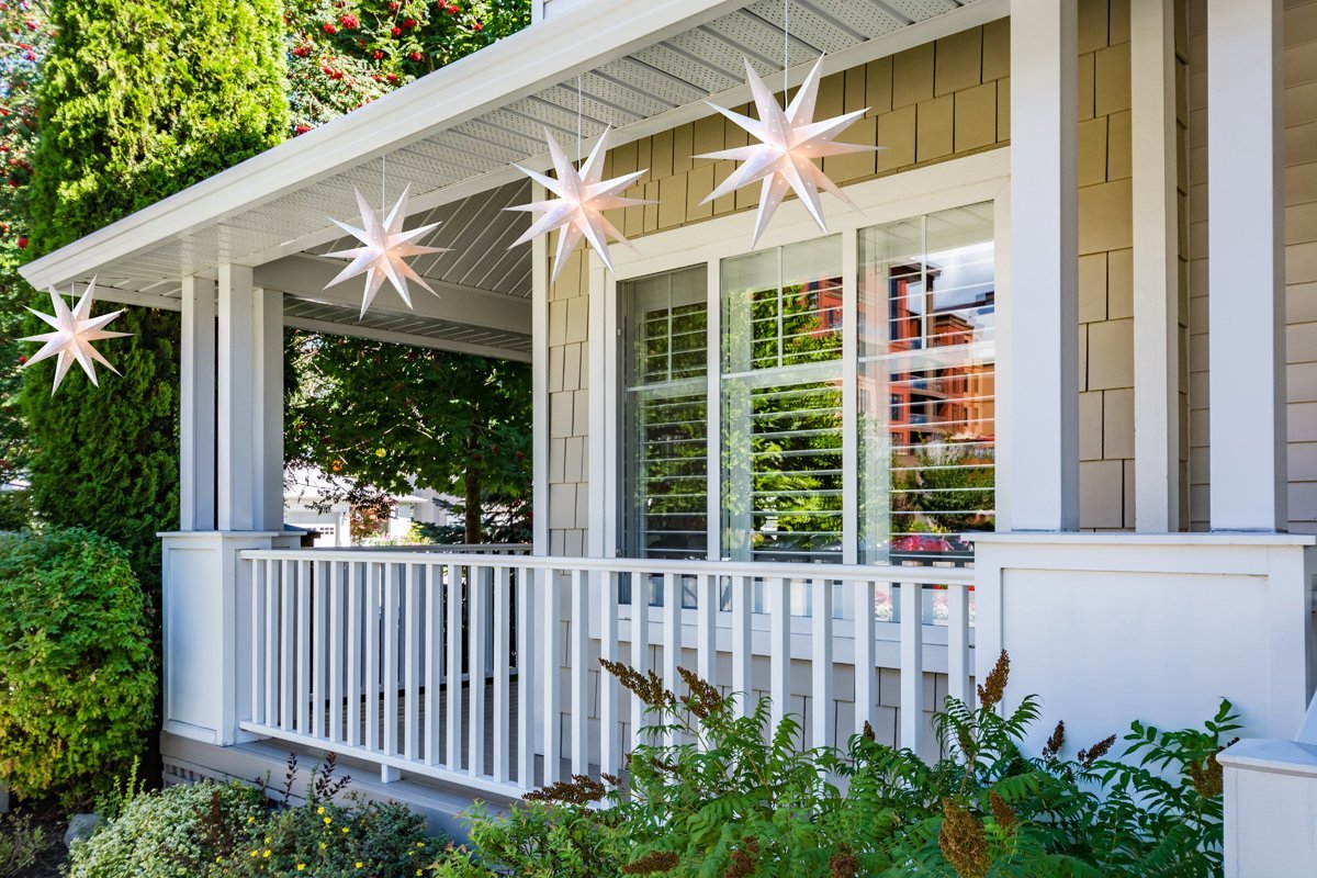 LANTERN + CORD + BULB | 20&quot; White Moravian Weatherproof Star Lantern Lamp, Multi-Point Hanging Decoration - PaperLanternStore.com - Paper Lanterns, Decor, Party Lights &amp; More