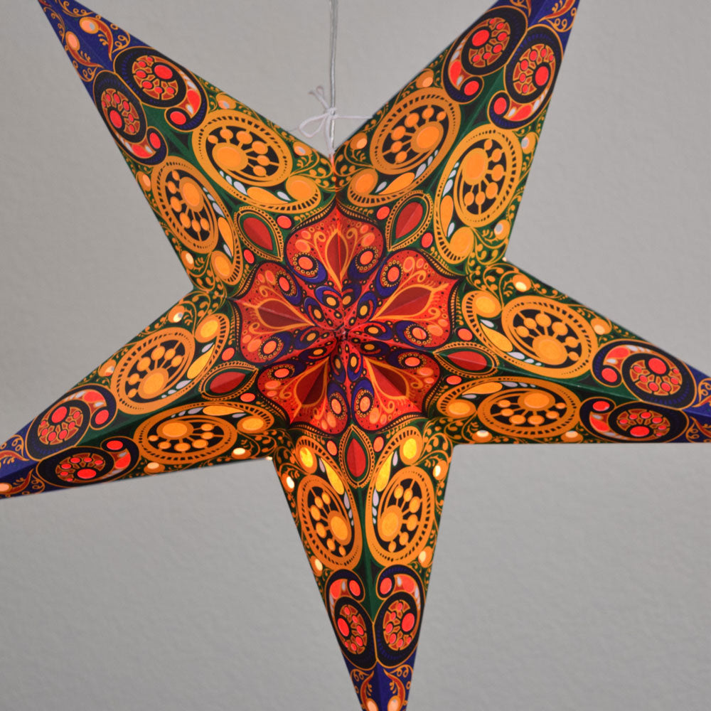24" Orange Garden Paper Star Lantern, Hanging - PaperLanternStore.com - Paper Lanterns, Decor, Party Lights & More