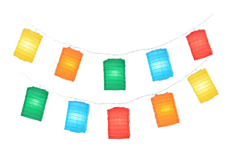 Multi-Color Hako Box Shaped Paper Lantern String String Lights (8FT, Expandable) - PaperLanternStore.com - Paper Lanterns, Decor, Party Lights &amp; More