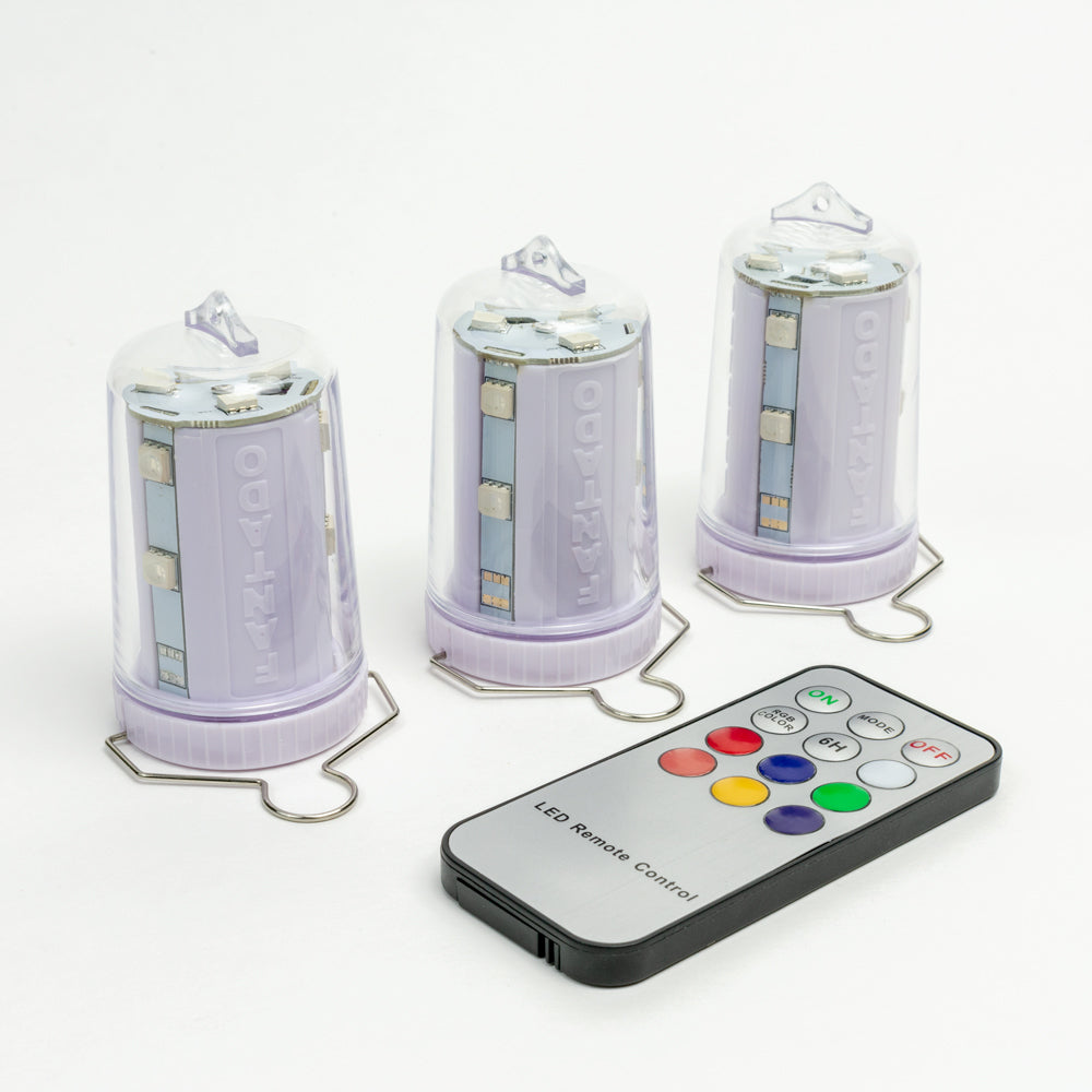 3-Pack Kit w/ Remote Control Color-Changing 9-LED Omni360 Omni-Directional Lantern Light, Hanging / Table Top (Battery Powered) - PaperLanternStore.com - Paper Lanterns, Decor, Party Lights &amp; More