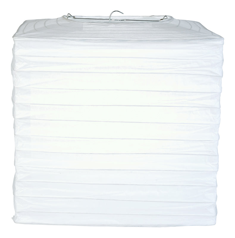 10" White Square Shaped Paper Lantern - PaperLanternStore.com - Paper Lanterns, Decor, Party Lights & More