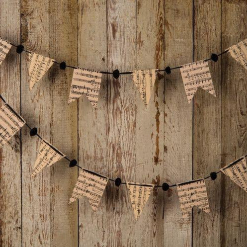 Music Print Paper Small Pennant and Flag Banner (9.5 Feet Long) - PaperLanternStore.com - Paper Lanterns, Decor, Party Lights &amp; More