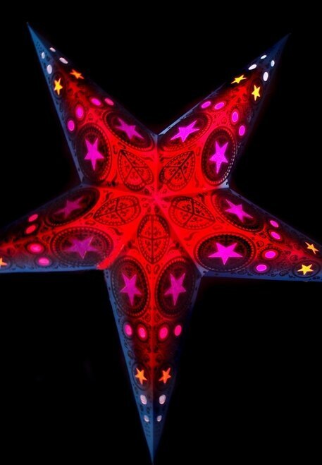 3-PACK + Cord | Mystic Star Window 24" Illuminated Paper Star Lanterns and Lamp Cord Hanging Decorations - PaperLanternStore.com - Paper Lanterns, Decor, Party Lights & More