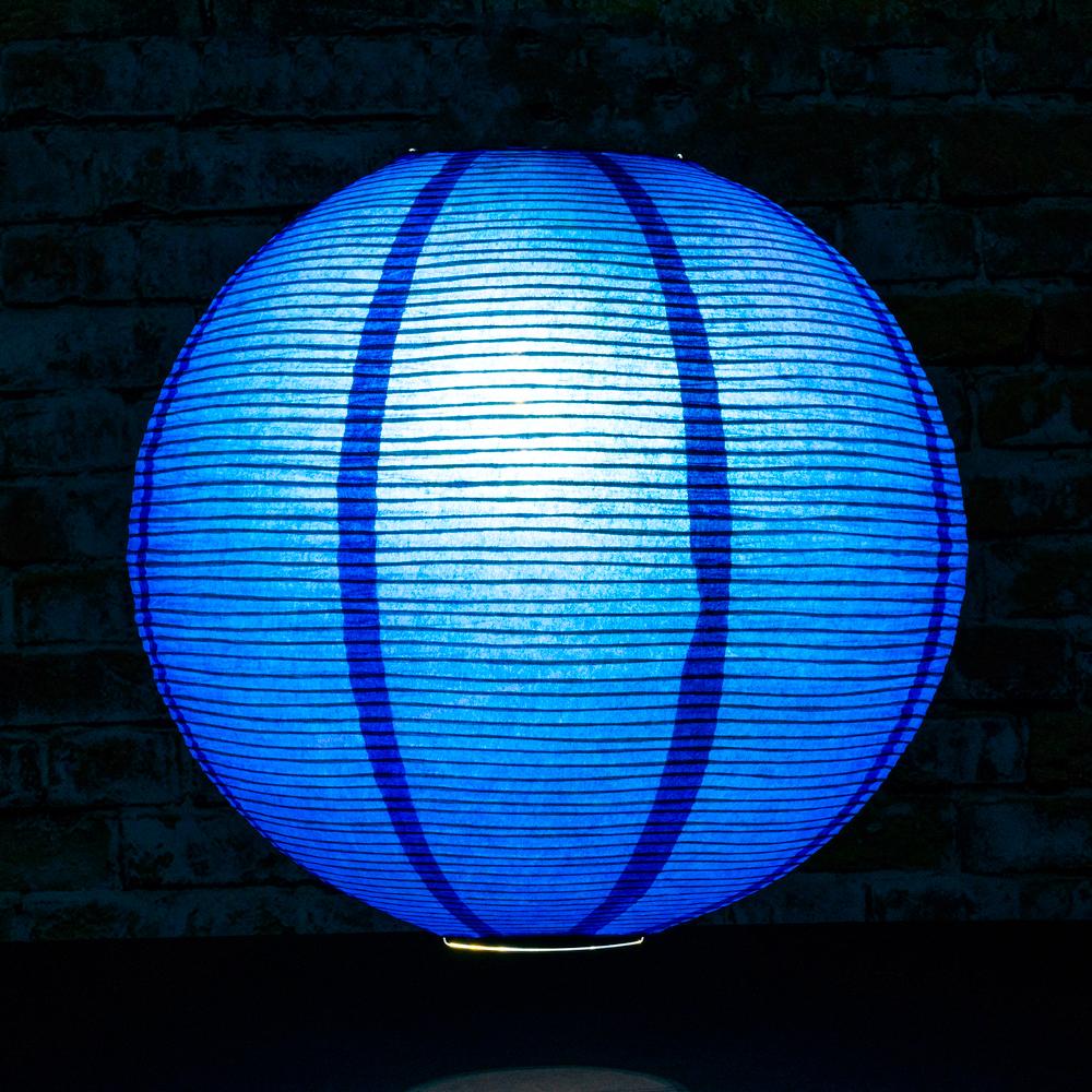 12" Navy Blue Fine Line Premium Parallel Ribbing Paper Lantern, Extra Sturdy - Luna Bazaar | Boho & Vintage Style Decor