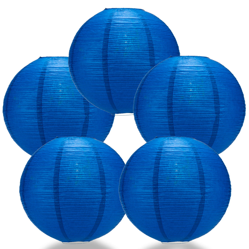 5 PACK | 12&quot; Navy Blue Fine Line Premium Even Ribbing Paper Lanterns - PaperLanternStore.com - Paper Lanterns, Decor, Party Lights &amp; More