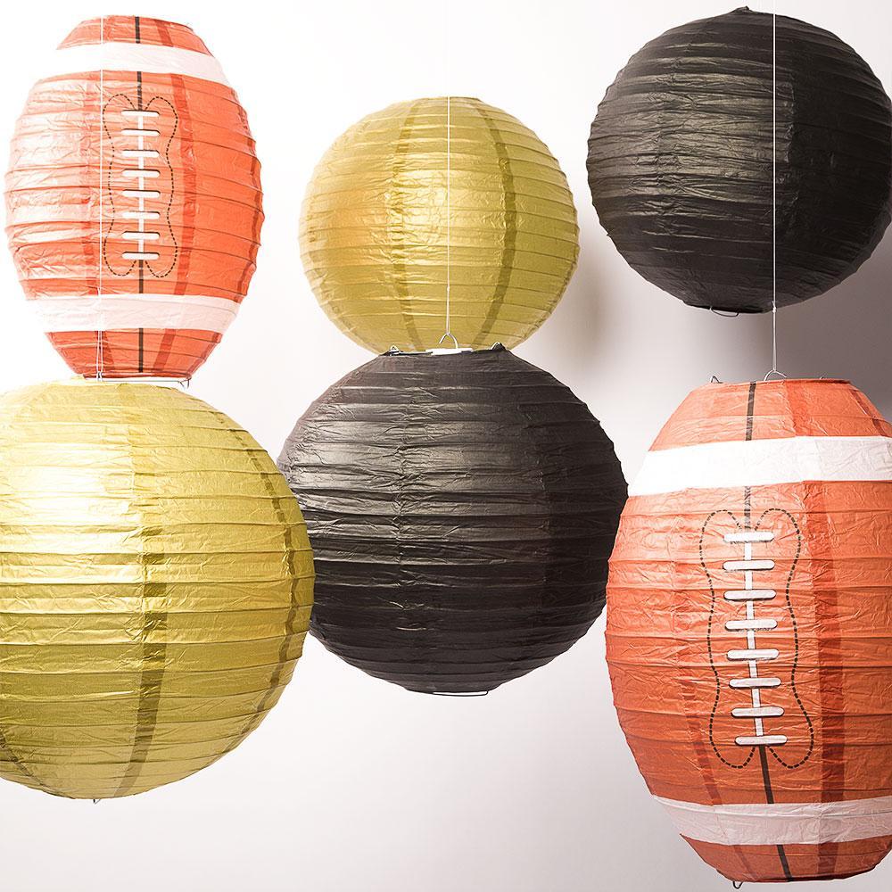 New Orleans Pro Football Paper Lanterns 6pc Combo Tailgating Party Pack (Gold/Black) - by PaperLanternStore.com - Paper Lanterns, Decor, Party Lights &amp; More