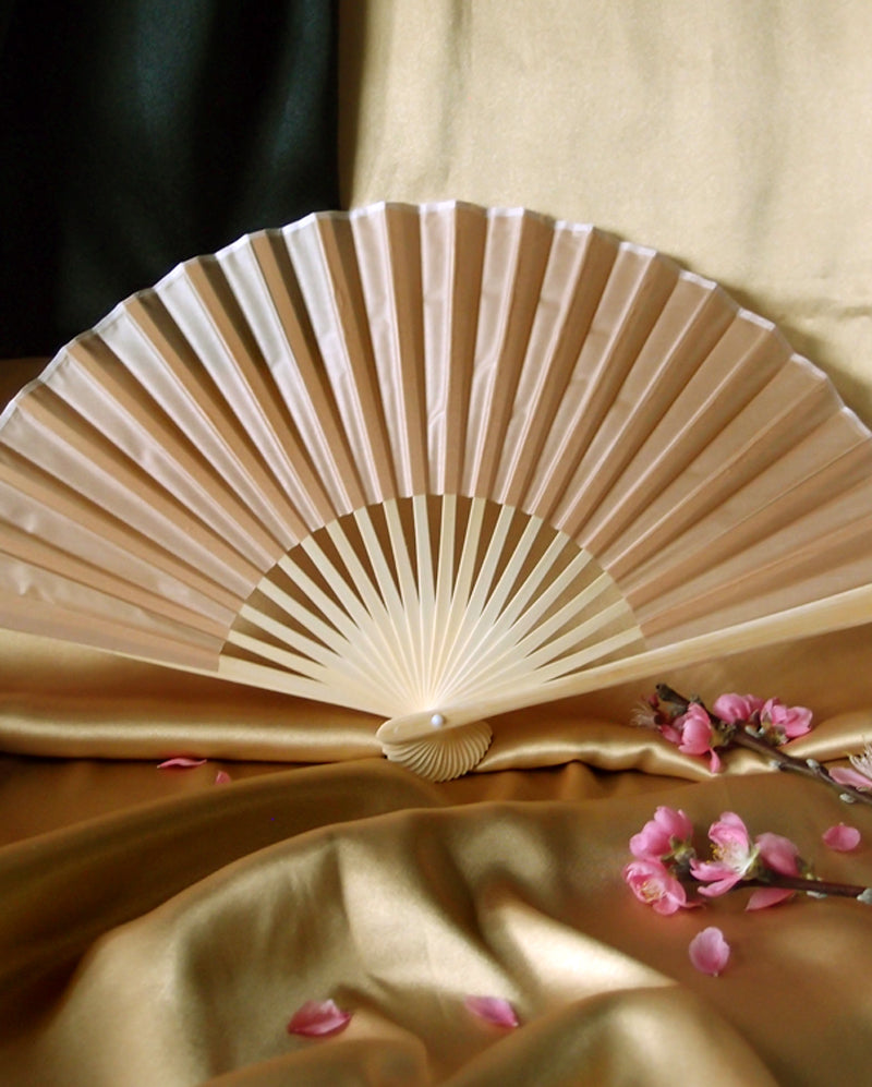 9&quot; Nude Silk Hand Fans for Weddings (10 Pack) - PaperLanternStore.com - Paper Lanterns, Decor, Party Lights &amp; More