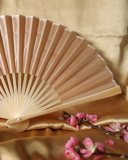 9&quot; Nude Silk Hand Fans for Weddings (10 Pack) - PaperLanternStore.com - Paper Lanterns, Decor, Party Lights &amp; More