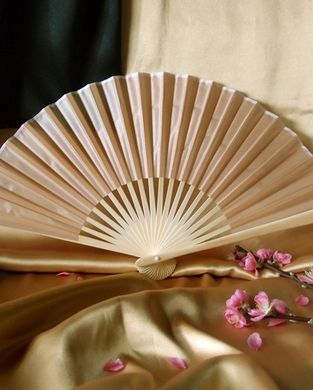 BULK PACK (50) 9&quot; Nude Silk Hand Fans for Weddings - PaperLanternStore.com - Paper Lanterns, Decor, Party Lights &amp; More