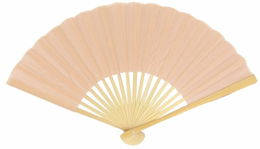 BULK PACK (50) 9" Nude Silk Hand Fans for Weddings - PaperLanternStore.com - Paper Lanterns, Decor, Party Lights & More