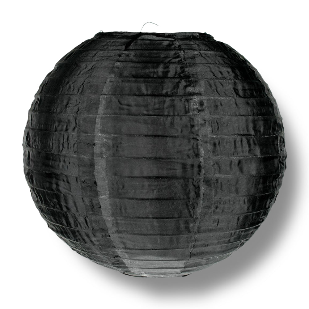 4" Black Round Shimmering Nylon Lantern, Even Ribbing, Hanging Decoration (10 PACK) - PaperLanternStore.com - Paper Lanterns, Decor, Party Lights & More