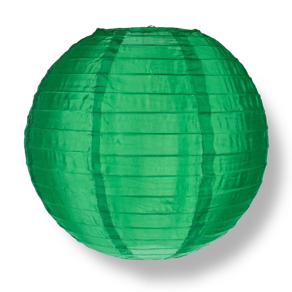 4" Emerald Green Round Shimmering Nylon Lantern, Even Ribbing, Hanging Decoration (10 PACK) - PaperLanternStore.com - Paper Lanterns, Decor, Party Lights & More