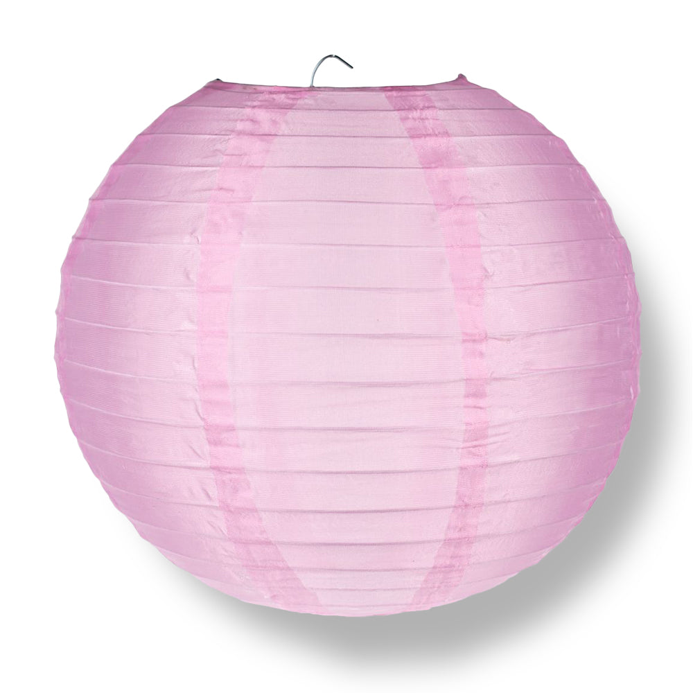 4" Pink Round Shimmering Nylon Lantern, Even Ribbing, Hanging Decoration (10 PACK) - PaperLanternStore.com - Paper Lanterns, Decor, Party Lights & More