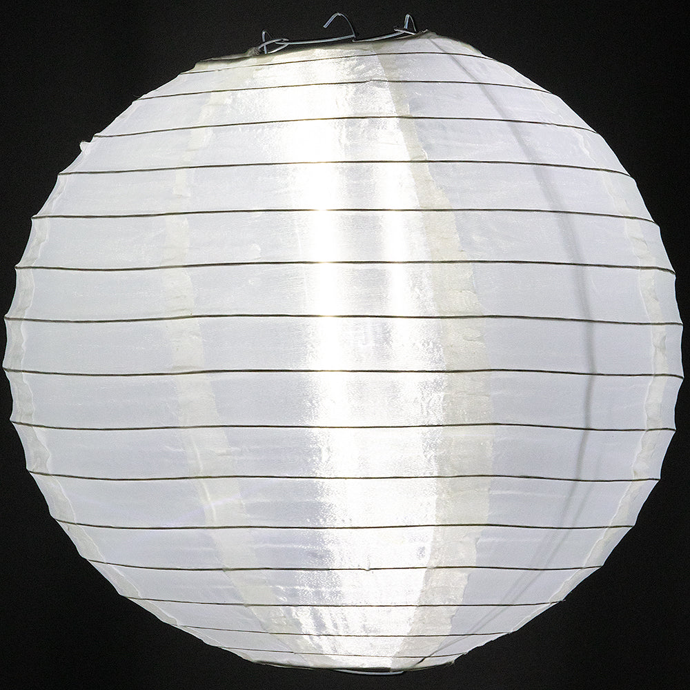 4&quot; Beige / Ivory Round Shimmering Nylon Lantern, Even Ribbing, Hanging Decoration (10 PACK) - PaperLanternStore.com - Paper Lanterns, Decor, Party Lights &amp; More