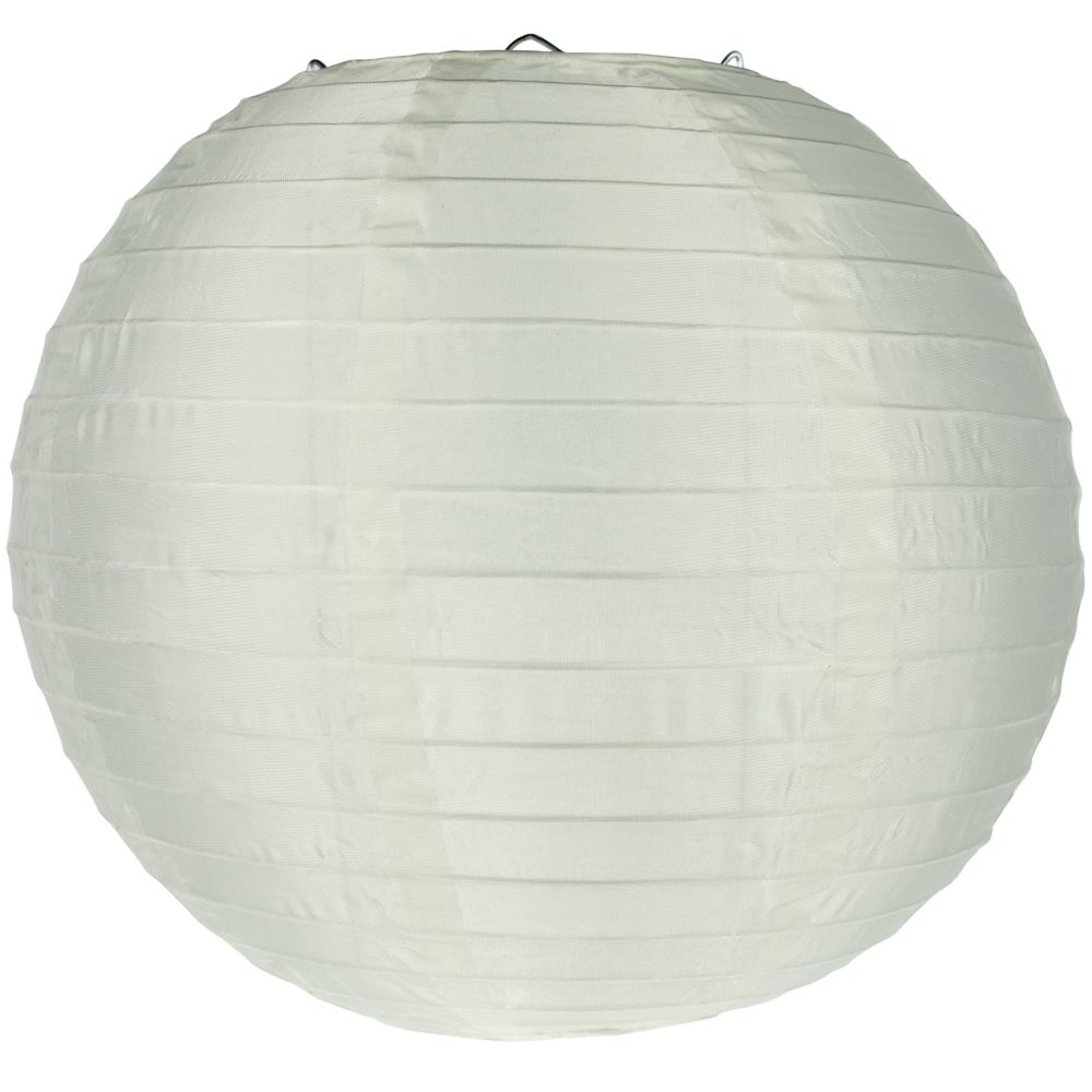 4" Beige / Ivory Round Shimmering Nylon Lantern, Even Ribbing, Hanging Decoration (10 PACK) - PaperLanternStore.com - Paper Lanterns, Decor, Party Lights & More