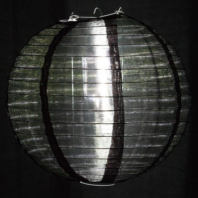 30&quot; Black Jumbo Shimmering Nylon Lantern, Even Ribbing, Durable, Dry Outdoor Hanging Decoration