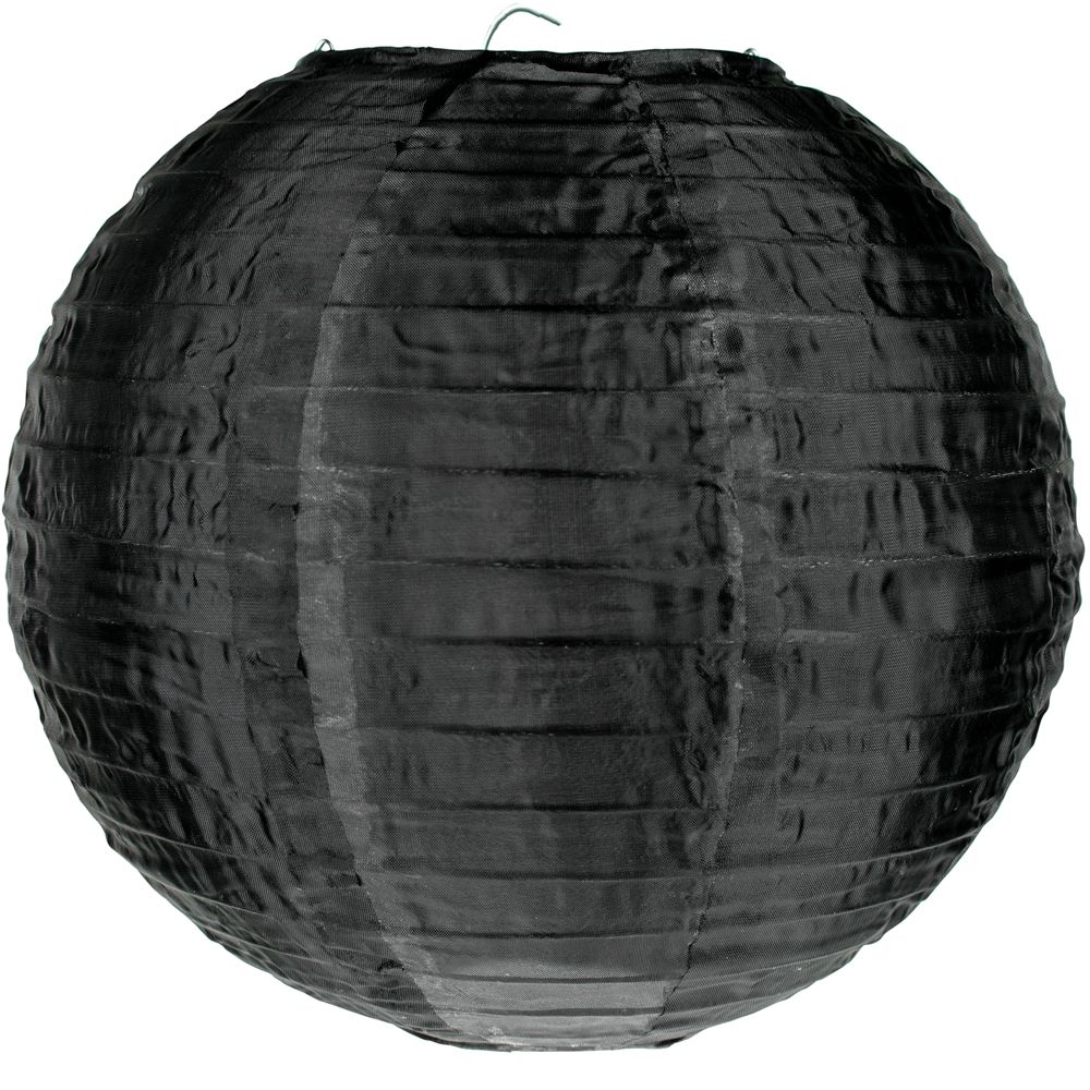 4" Black Round Shimmering Nylon Lantern, Even Ribbing, Hanging Decoration (10 PACK) - PaperLanternStore.com - Paper Lanterns, Decor, Party Lights & More