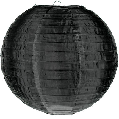 24&quot; Black Shimmering Nylon Lantern, Even Ribbing, Durable, Hanging - PaperLanternStore.com - Paper Lanterns, Decor, Party Lights &amp; More
