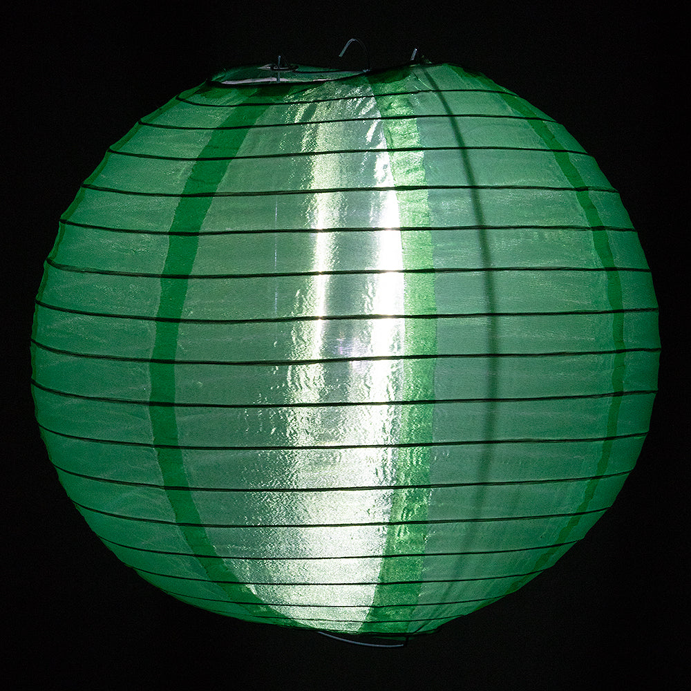 4&quot; Emerald Green Round Shimmering Nylon Lantern, Even Ribbing, Hanging Decoration (10 PACK) - PaperLanternStore.com - Paper Lanterns, Decor, Party Lights &amp; More
