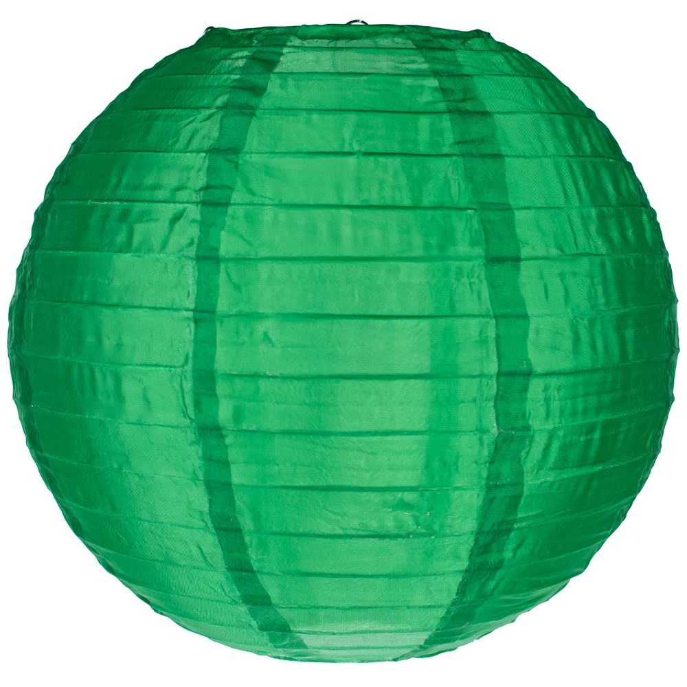 4" Emerald Green Round Shimmering Nylon Lantern, Even Ribbing, Hanging Decoration (10 PACK) - PaperLanternStore.com - Paper Lanterns, Decor, Party Lights & More