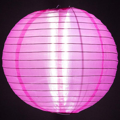 36&quot; Hot Pink Jumbo Shimmering Nylon Lantern, Even Ribbing, Durable, Dry Outdoor Hanging Decoration