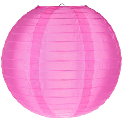 30" Hot Pink Jumbo Shimmering Nylon Lantern, Even Ribbing, Durable, Dry Outdoor Hanging Decoration