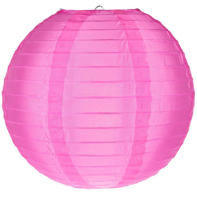 36&quot; Hot Pink Jumbo Shimmering Nylon Lantern, Even Ribbing, Durable, Dry Outdoor Hanging Decoration