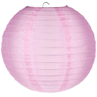 30&quot; Pink Jumbo Shimmering Nylon Lantern, Even Ribbing, Durable, Dry Outdoor Hanging Decoration
