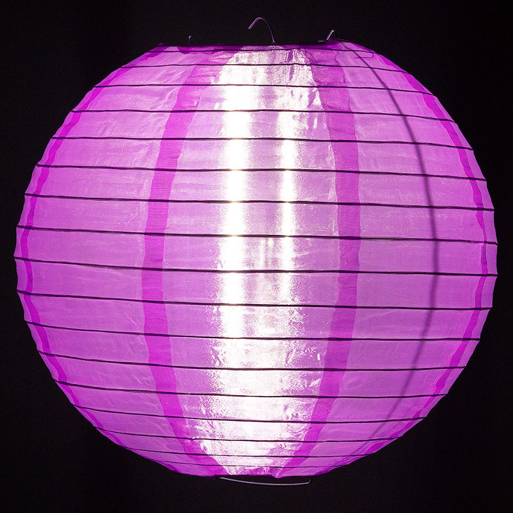 4" Violet Round Shimmering Nylon Lantern, Even Ribbing, Hanging Decoration (10-Pack) - PaperLanternStore.com - Paper Lanterns, Decor, Party Lights & More