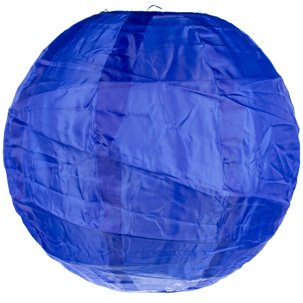 12" Irregular Ribbed Dark Navy Blue Shimmering Nylon Lantern, Durable, Hanging - PaperLanternStore.com - Paper Lanterns, Decor, Party Lights & More