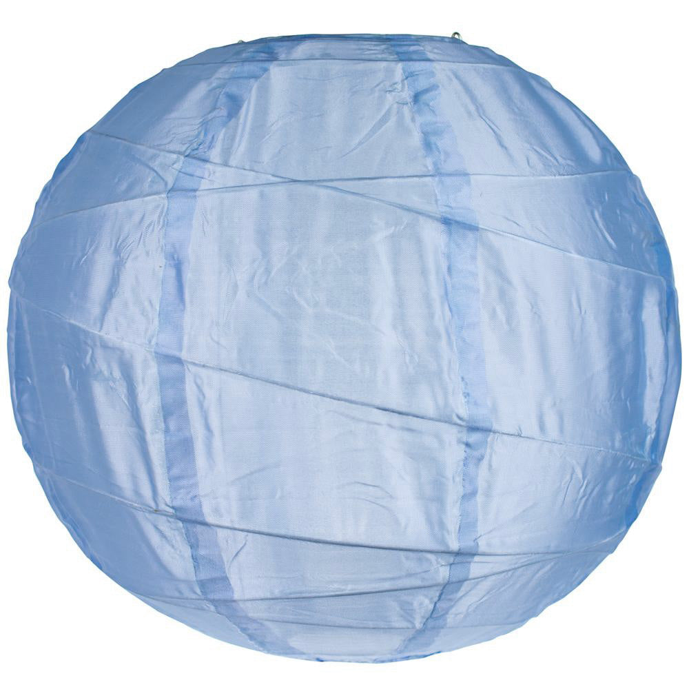 12" Irregular Ribbed Serenity Blue Shimmering Nylon Lantern, Durable, Hanging