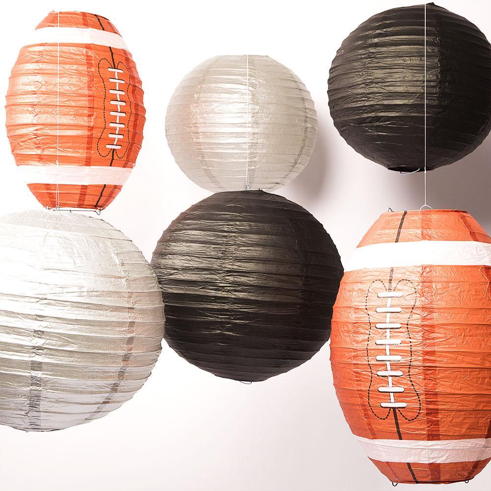 Oakland Pro Football Paper Lanterns 6pc Combo Tailgating Party Pack (Silver / Black) - by PaperLanternStore.com - Paper Lanterns, Decor, Party Lights &amp; More