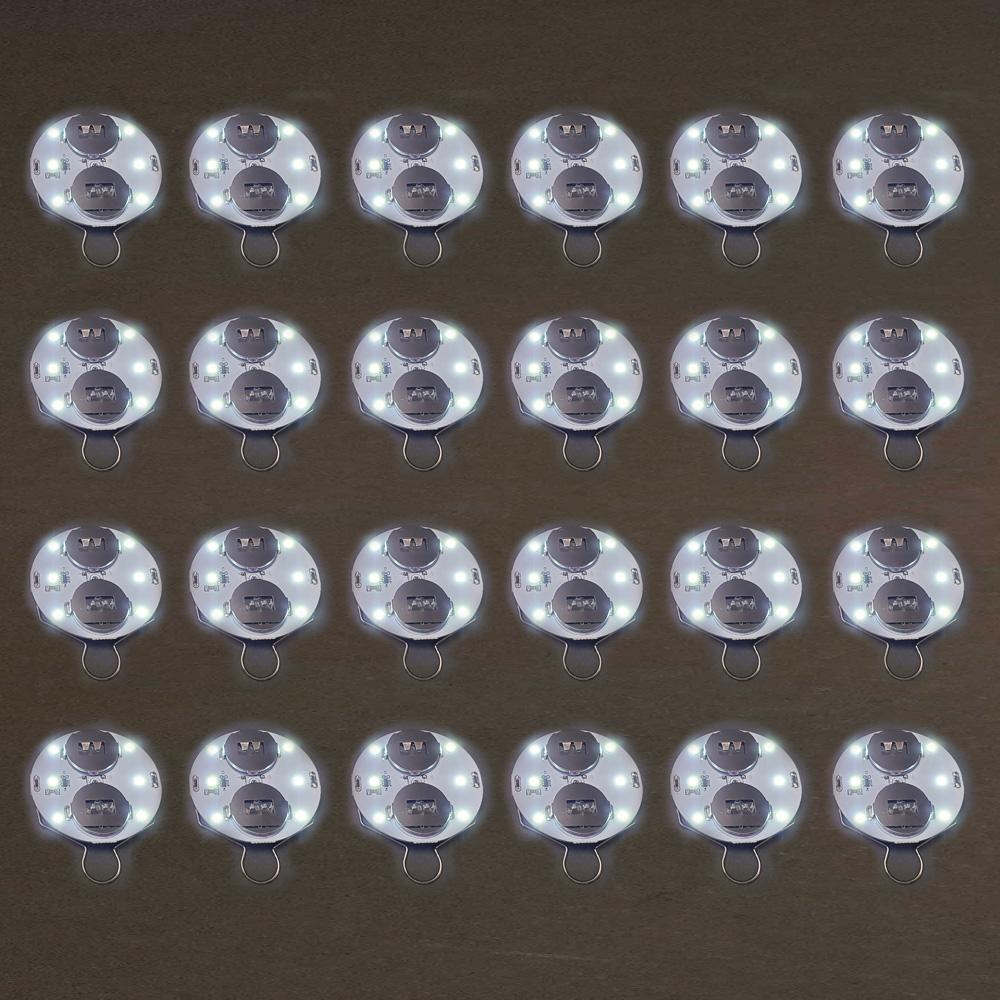 BULK PACK (24) OmniDisk Low Profile LED Hanging Light For Paper Lanterns, Cool White (Battery Powered) - PaperLanternStore.com - Paper Lanterns, Decor, Party Lights &amp; More