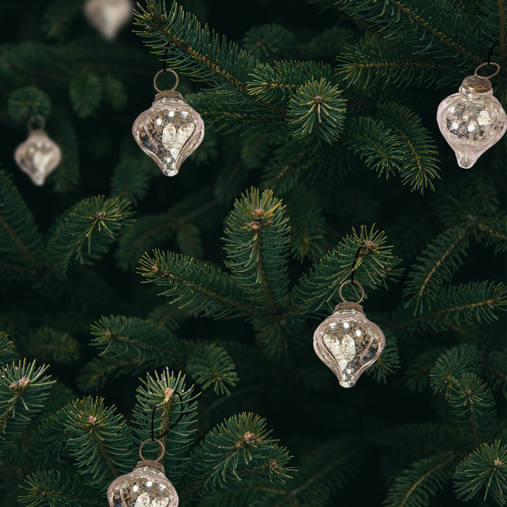 Mercury Glass Small Ornaments (2 to 2.25-inch, Silver, Carla Design, Single) - PaperLanternStore.com - Paper Lanterns, Decor, Party Lights &amp; More