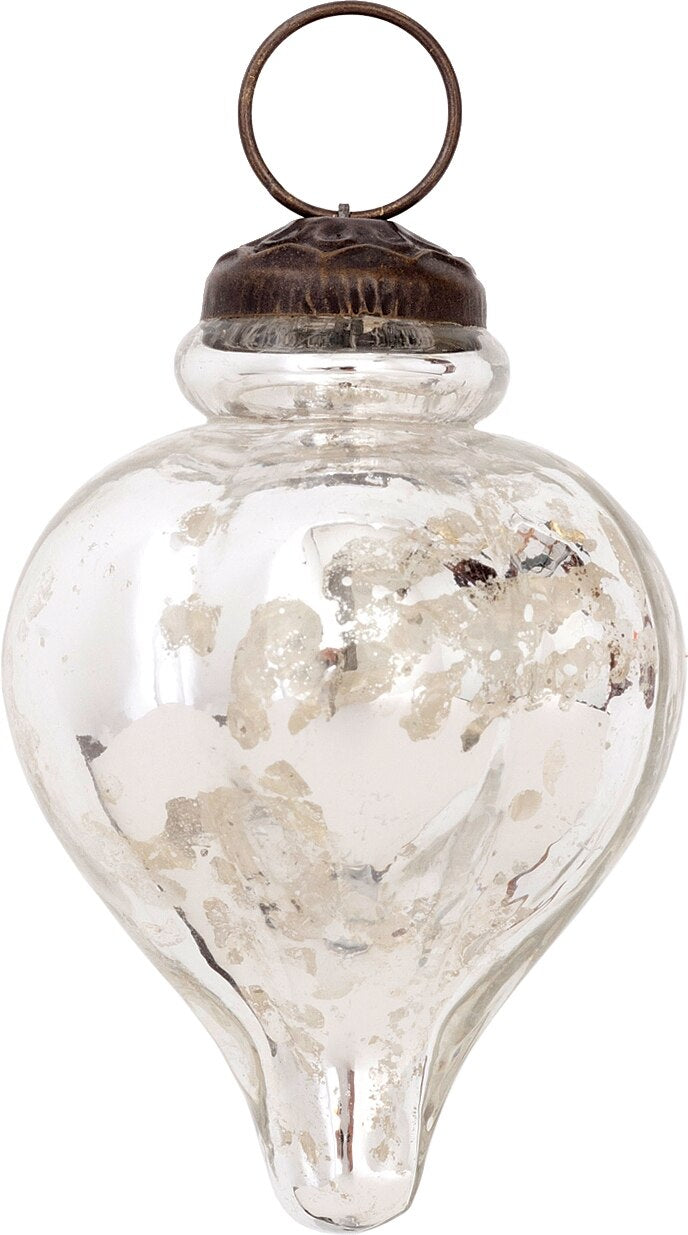 3-PACK | Mercury Glass Small Ornaments (3.25-inch, Silver, Carla Design, Single)