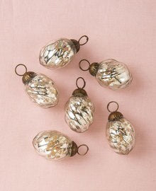 6 Pack | Mercury Glass Mini Ornaments (1.75-inch, Silver, Lois Design) - Great Gift Idea, Vintage-Style Decorations for Christmas and Home Decor