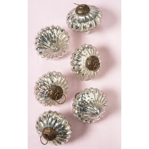 6 Pack | Mercury Glass Small Ornaments (2.5-inch, Silver, Lucy Design) - Great Gift Idea, Vintage-Style Decorations for Christmas, Special Occasions, Home Decor and Parties