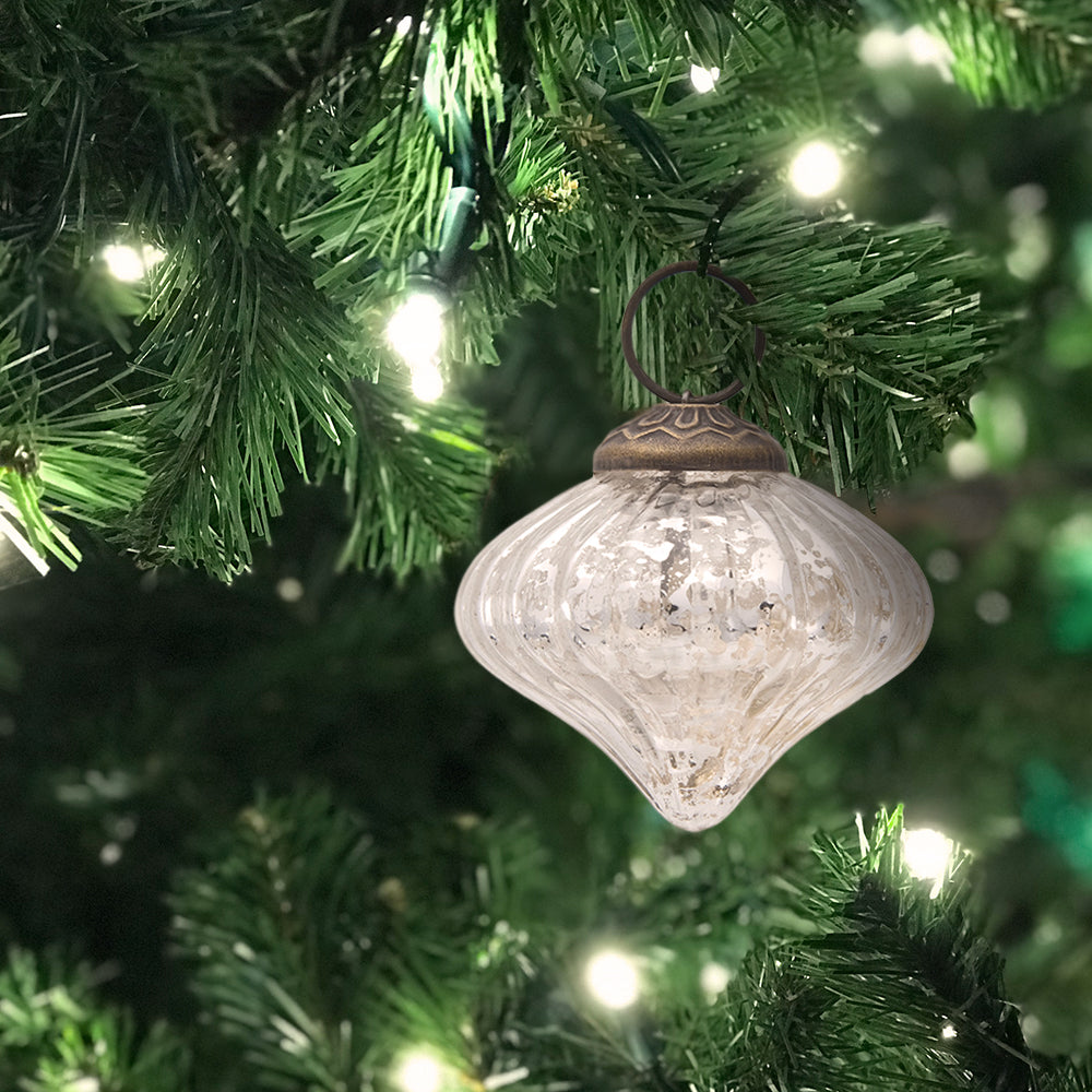 Mercury Glass Small Ornaments (2 to 2.25-inch, Silver, Lucy Design, Single) - PaperLanternStore.com - Paper Lanterns, Decor, Party Lights &amp; More