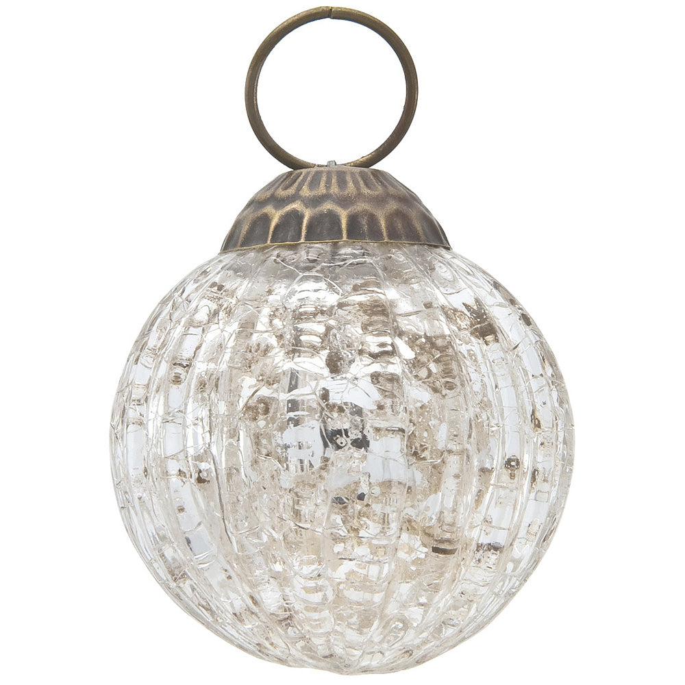 6 Pack | Large Mercury Glass Ball Ornaments (3-Inch, Silver, Mona Design) - Great Gift Idea, Vintage-Style Decorations for Christmas, Special Occasions, Home Decor and Parties - PaperLanternStore.com - Paper Lanterns, Decor, Party Lights &amp; More