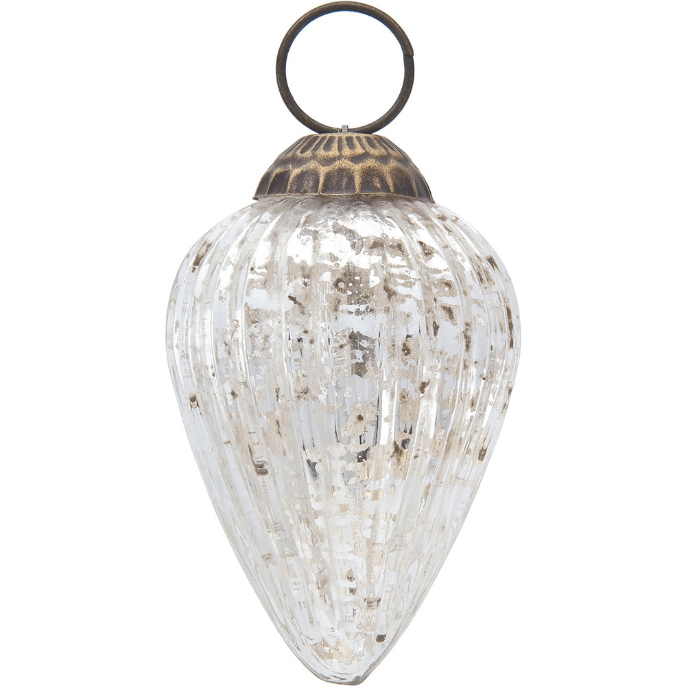 6 Pack | Small Mercury Glass Ornaments (2 to 2.25-inch, Silver, Laura Design) - Great Gift Idea, Vintage-Style Decorations for Christmas, Special Occasions, Home Decor and Parties - PaperLanternStore.com - Paper Lanterns, Decor, Party Lights &amp; More
