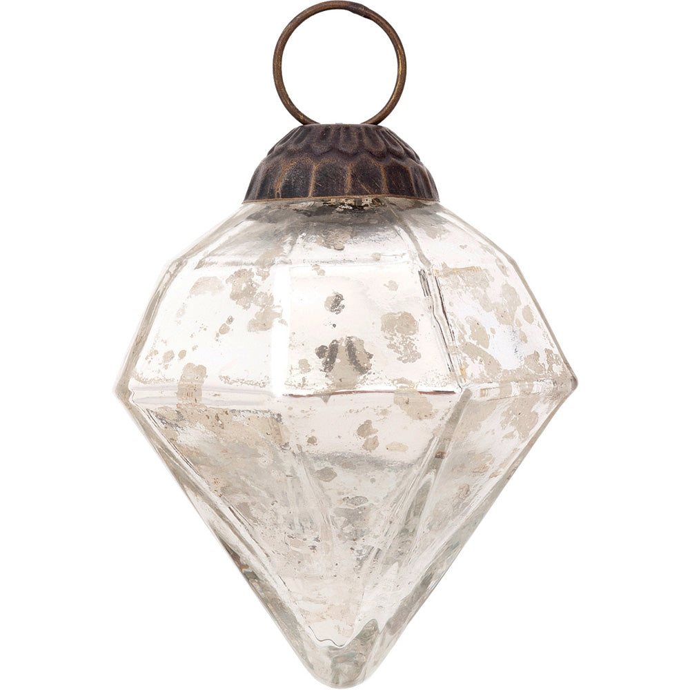 Mercury Glass Small Ornaments (3-inch, Silver, Elizabeth Design, Single)