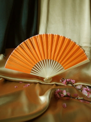 BULK PACK (50) 9&quot; Orange Silk Hand Fans for Weddings - PaperLanternStore.com - Paper Lanterns, Decor, Party Lights &amp; More