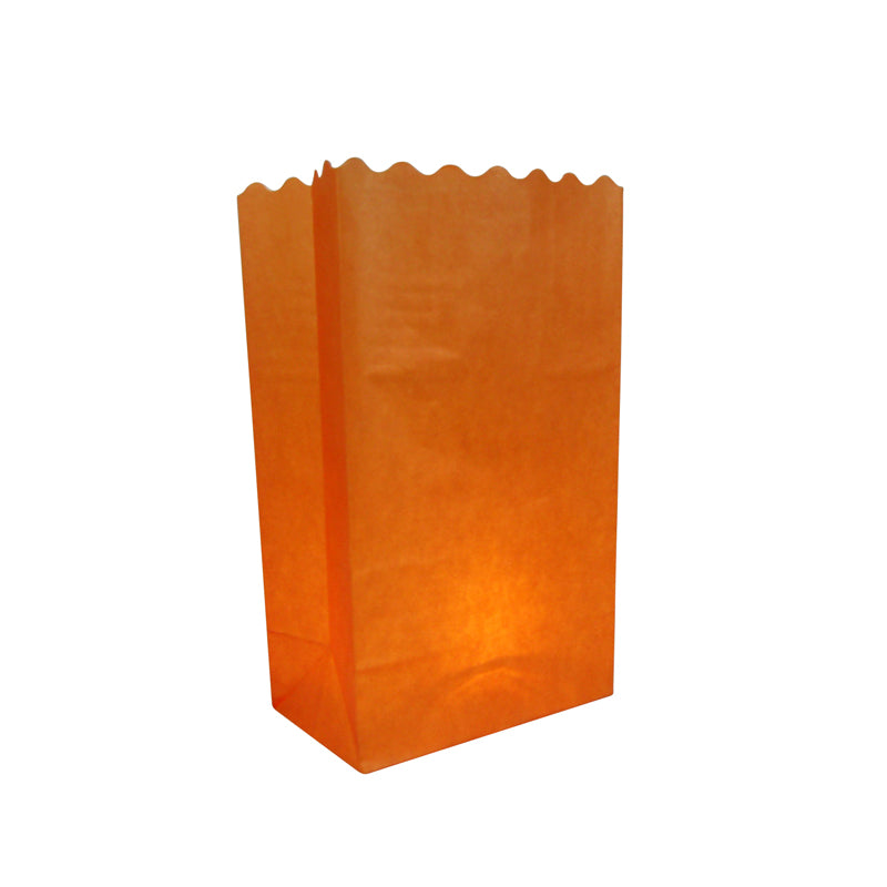 Orange Solid Color Paper Luminaries / Luminary Lantern Bags Path Lighting (10 PACK) - PaperLanternStore.com - Paper Lanterns, Decor, Party Lights & More
